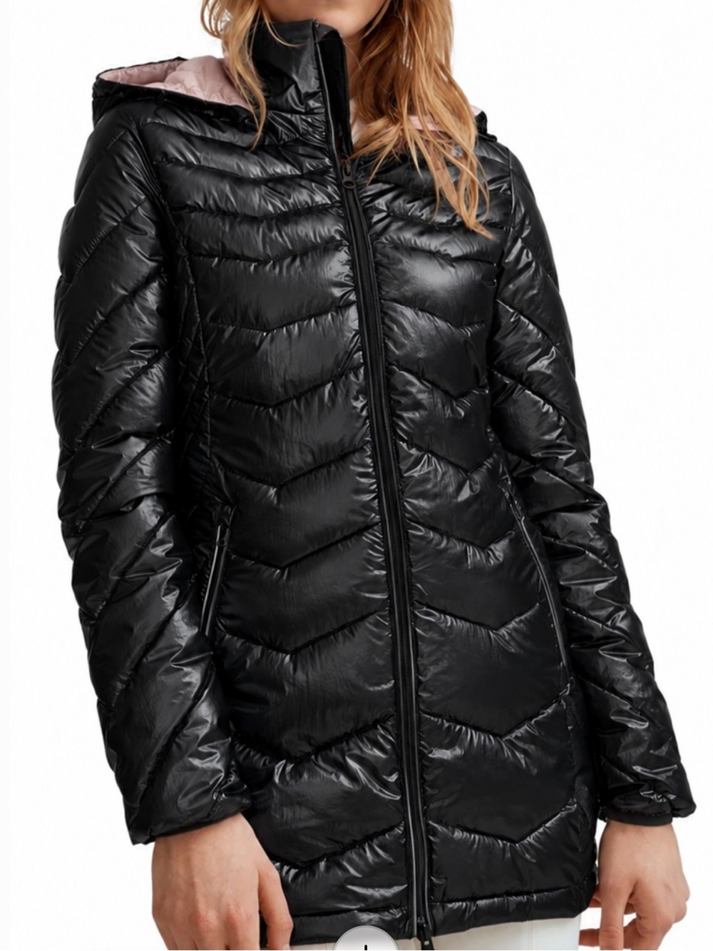 Noize black Claire light weight hooded puffer coat sz small